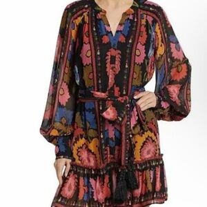 Farm Rio Floral Tapestry Dress with belt